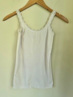 The Limited Stretch Lace-Trim Slip Camisole, Ivory, Size S